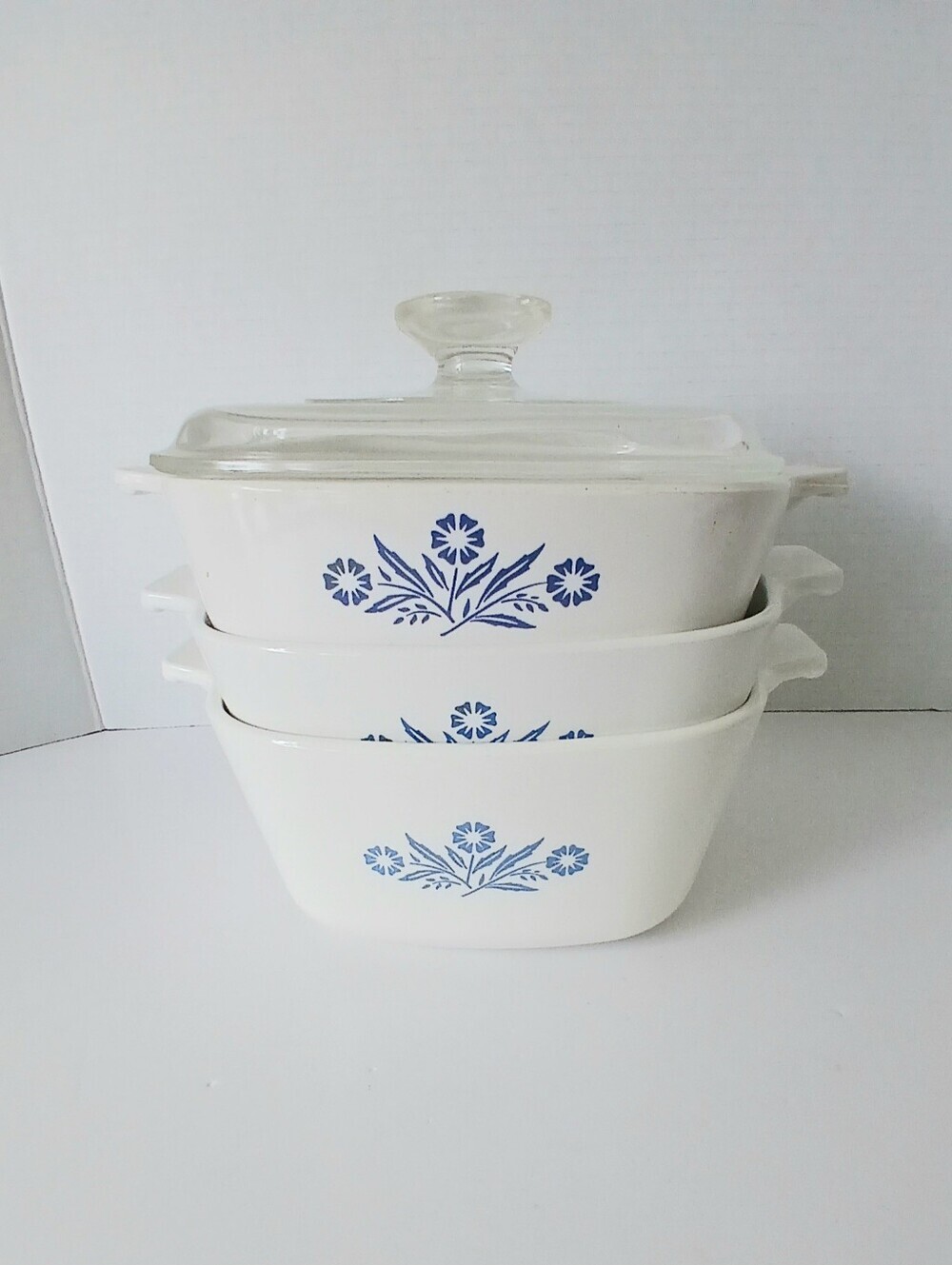 VTG 3 Corningware casseroles P-1-B ,P-1 1/2-B, P-1 3/4-B blue cornflower